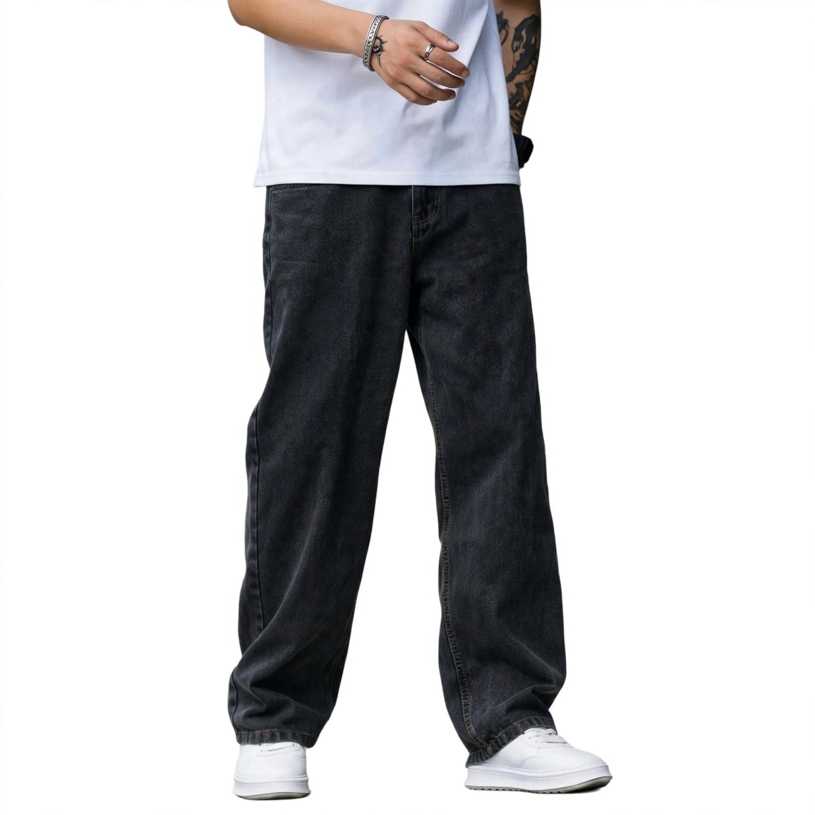 ARKVEDDA Black Baggy Jeans