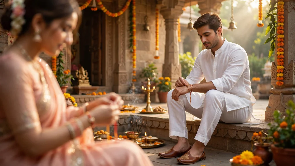 White Kurta Luxe Cleanest Rakhi Look